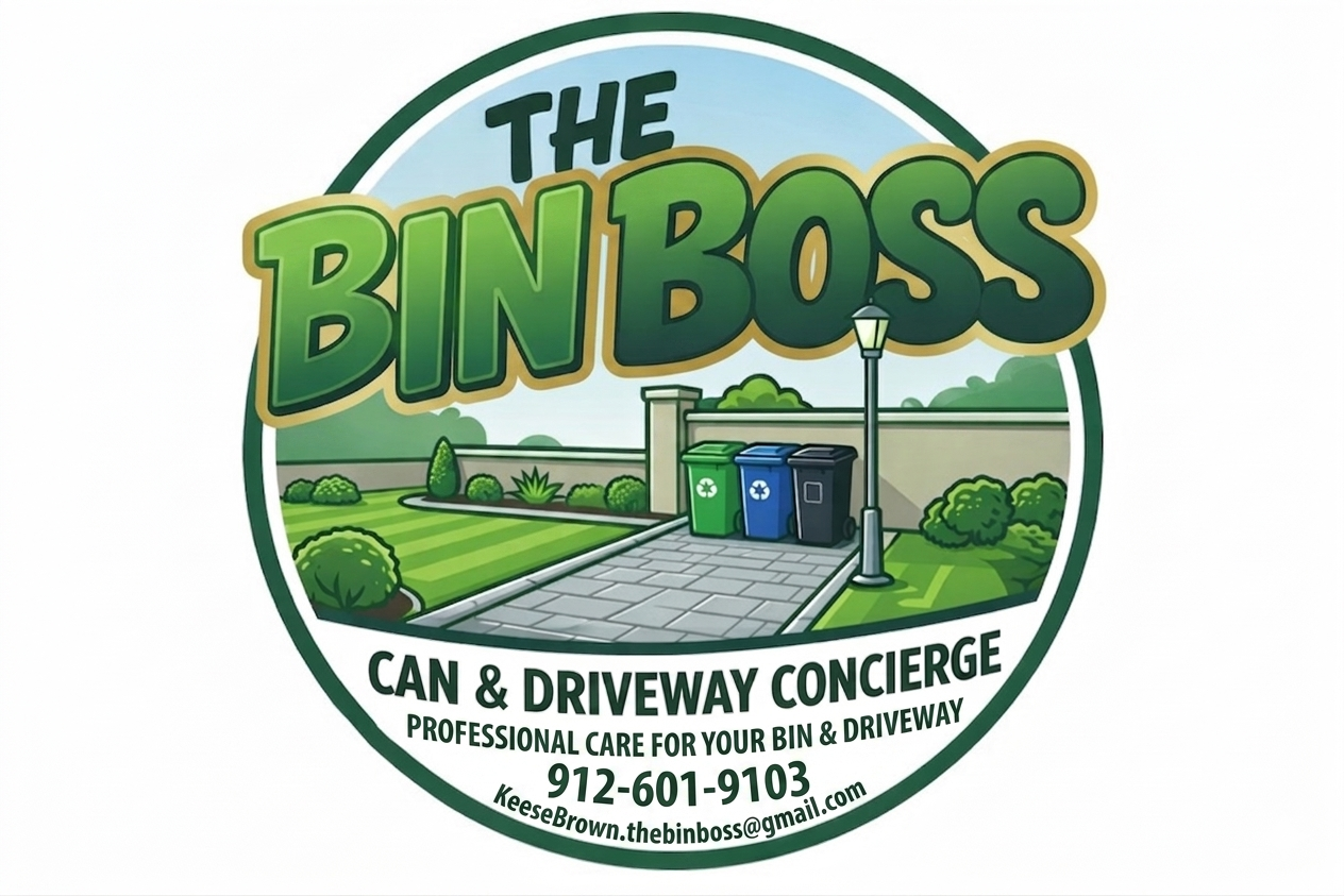 The Bin Boss — can & driveway concierge logo